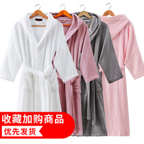 Bathrobe pure cotton mens couple towel material nightgown Womens spring and autumn and winter thickened childrens cotton bathrobe with hood Water absorption