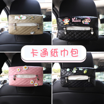 Car back visor Visor Paper Towels Box of Cartoon Hanging Tissue Box Men And Women On-board Cute Crammy Bag