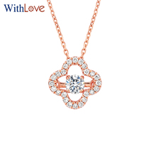 WithLove 18K gold group inlaid with four-leaf clover smart diamond pendant necklace real diamond rose gold clavicle chain