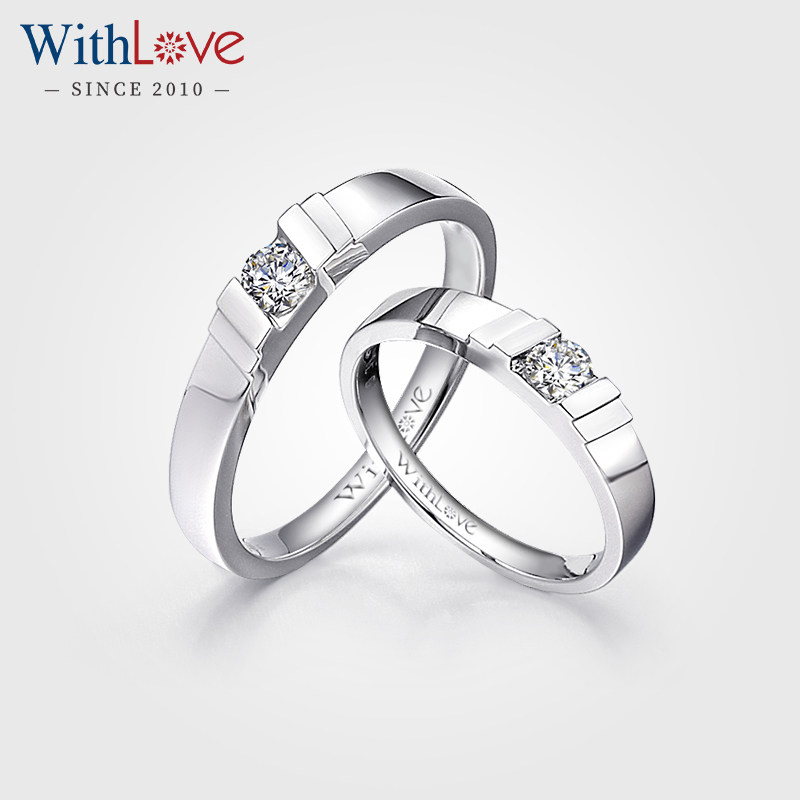 WithLove 18K Gold 25 Points Diamond Wedding Ring Fashion Couple Rings The Road to Happiness