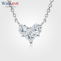 WithLove White 18K Gold Heart Diamond Pendant Heart True Diamond 750 Clavicle Chain Necklace Necklace Necklace