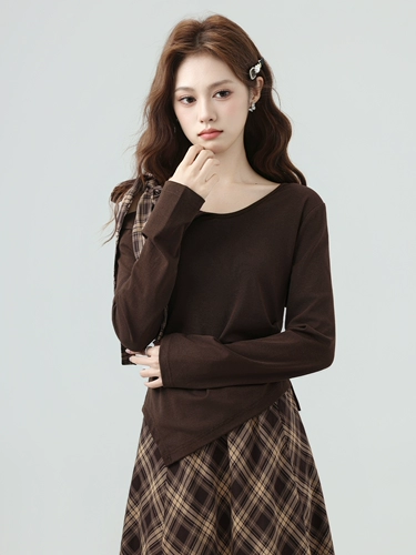 Цветной осенний лонгслив, дизайнерский приталенный короткий корсет, тренд сезона