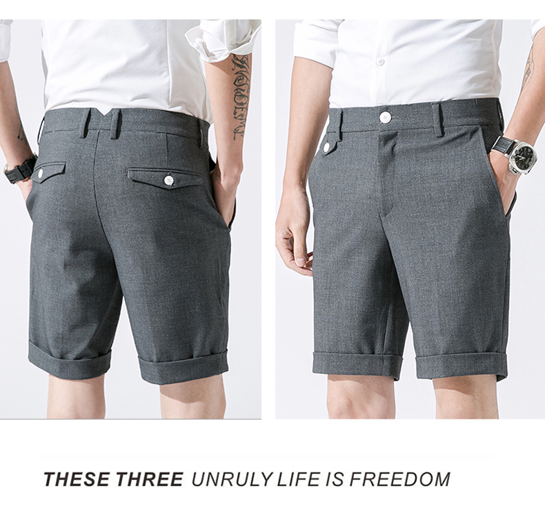 Suit quần short nam mùa hè Slim England Phiên bản Hàn Quốc 5 quần 5 điểm mùa hè mỏng phần xu hướng quần âu nam - Suit phù hợp quan tay nam