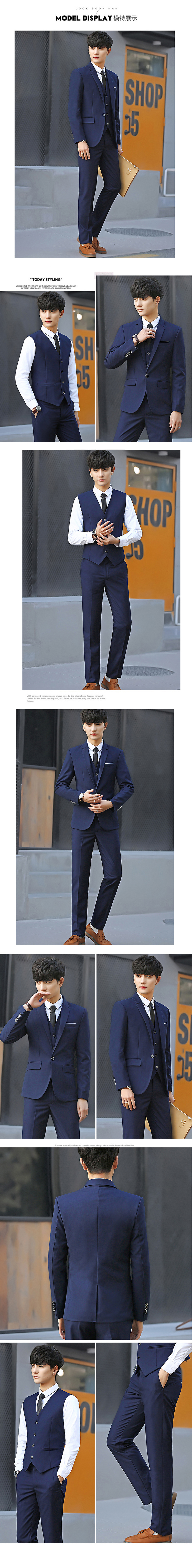 Bộ đồ vest Playboy phù hợp với nam ba mảnh phù hợp với trang phục chuyên nghiệp trang trí phương tây quần nam
