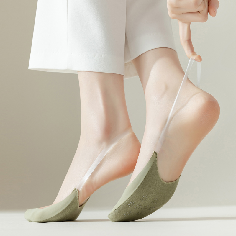 Women's Summer Thin Ice Silk No-Show Socks, Non-Slip, Low-Cut Invisible Socks for Summer, Half-Length Socks for High Heels