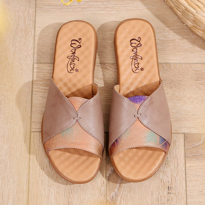 Нескользящие тапочки, коллекция 2021 года, soft sole, плюс size, натуральная кожа