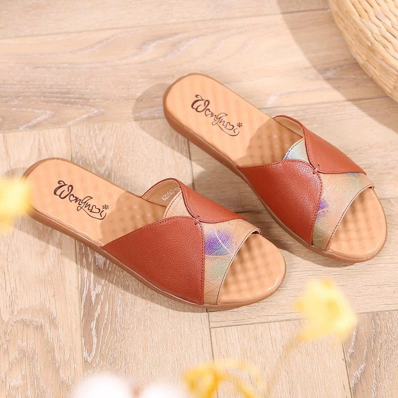 Нескользящие тапочки, коллекция 2021 года, soft sole, плюс size, натуральная кожа