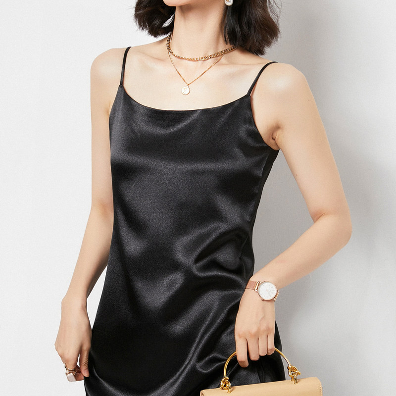 Lady Xia acetate Satin Face Ocean Dress Bottomed Body Medium Long Version Famous Yuan Light Extravagant Summer Real Silk Pendant With Slim Tide