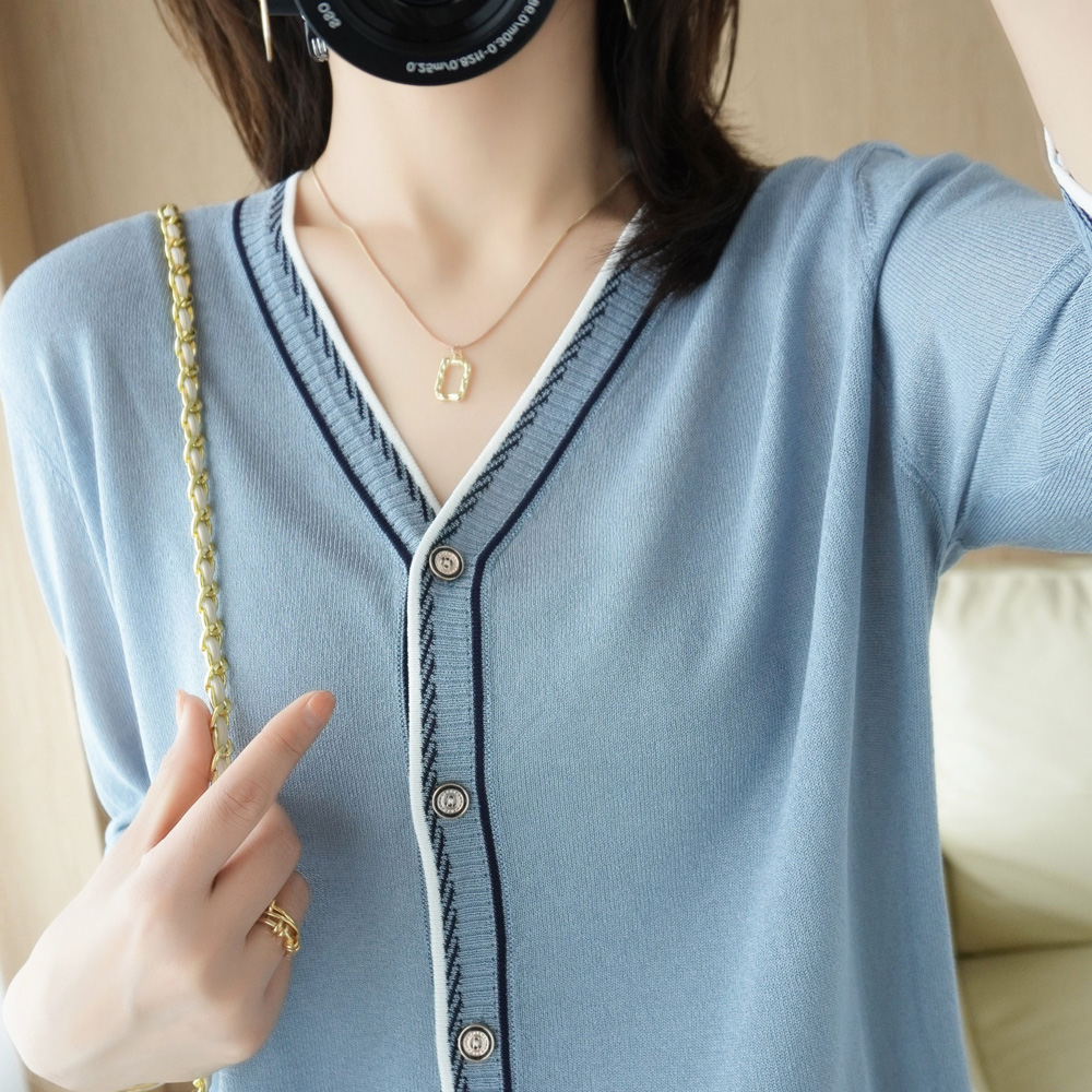 Simple outer weaving sweater sweater spring and summer new temperament casual color color color color color color color cleaning short coat