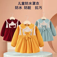 Демисезонный нагрудник для девочек, водонепроницаемый детский фартук для еды, анти-грязь, в западном стиле, сзади на завязках