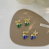 S925 Silver Needle Harbor Atmosphere Quality Butterfly Knots Love Earrings Womens Small Crowddesign Feel Drop Oil Earrings Superior Earrings