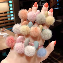 Plush Ball Ball Hair Rope Net Red Ins Korean version Cute Head Rope Girl Leather Fascia Head High Elastic Hair Ring Hair Accessories