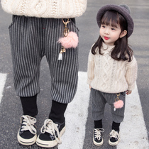 Girls pants plus velvet pants integrated velvet autumn and winter girls wear baby baby velvet sweatpants Spring and Autumn wear