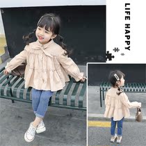 Girl shirt Korean version of foreign style fashionable baby girl shirt spring and autumn childrens clothing long sleeve thin autumn princess coat