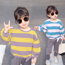 Girls Long Sleeve T-Shirt 2021 New Baby Girl Baby Stripe base shirt Cotton Spring and Autumn Top Thin