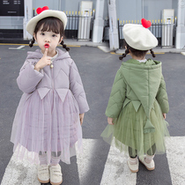 Girls winter cotton padded clothes to keep warm and warm baby Womens cotton-padded jacket childrens long winter clothes
