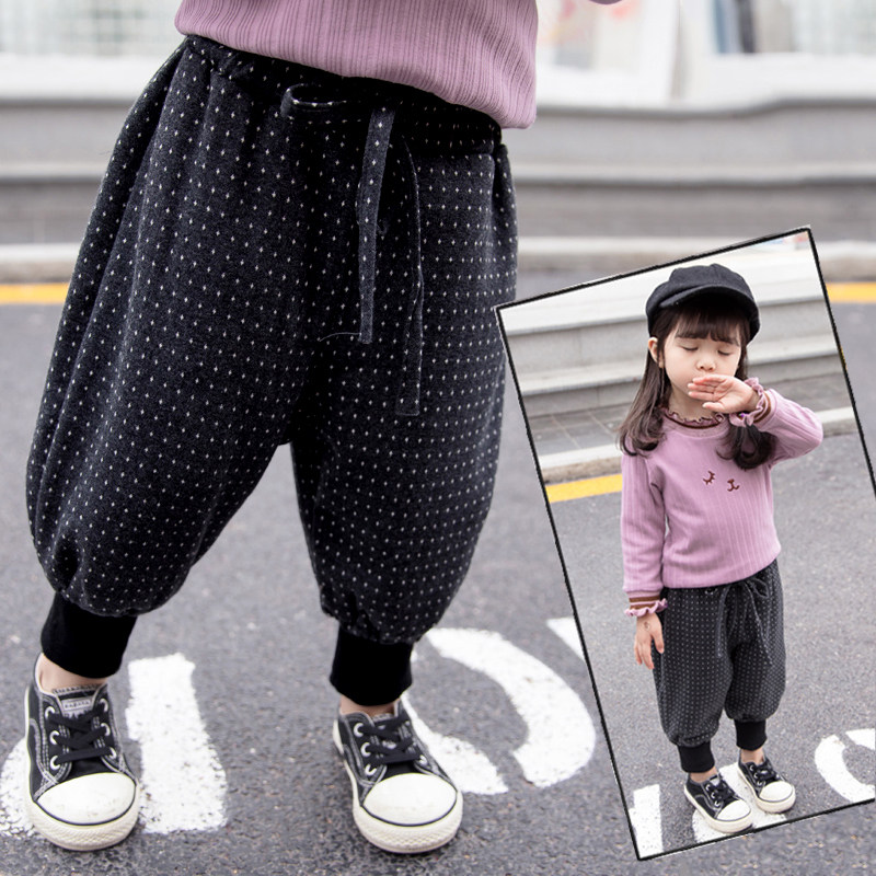 Girls plus velvet pants thickened outer wear baby Women's Big pp pants clip cotton pants winter warm baby pants winter clothes
