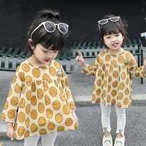 Female baby polo top autumn girls long sleeve T-shirt baby children Spring and Autumn small shirt 2021 new foreign atmosphere tide