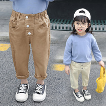 Female baby casual pants 2021 autumn new foreign-style childrens pants Korean version of childrens spring and autumn wear thin