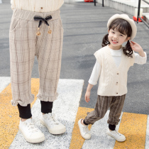 Girl autumn pants 2021 new childrens pants female baby Foreign style small childrens clothing spring and autumn thin sports pants