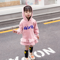 Girls plus velvet dress early autumn and winter childrens skirts 2021 new baby girls dress Princess foreign style