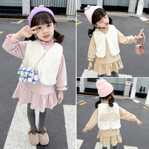 Girls dress Korean version of foreign style fashionable 2021 New Winter children small fragrant wind winter clothes princess dress