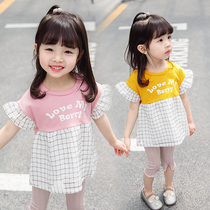 Girls short sleeve T-shirt summer baby baby cotton plaid jacket foreign baby summer dress small children half sleeve shirt
