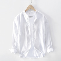 Douyin rabbit clothing direct sale Mens cotton linen collar linen shirt 606