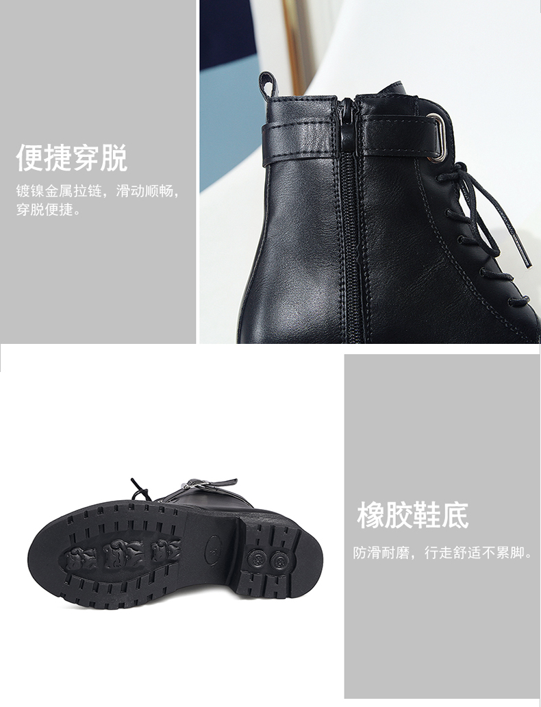 2018 thu đông mới ren retro Martin ủng nữ dày dày với bốt ngắn Gió Anh với bốt xe máy boot cổ cao