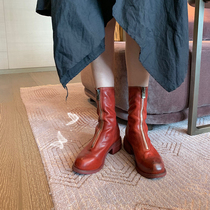 leecat guidi boots ghost Imperial short boots female 2021 Winter new thin section High coarse heel white Martin boots