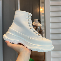 Mckunwo High Help Canvas Shoes Women 2022 New Little White Shoes Summer Thin white thick bottom Martin boots short boots