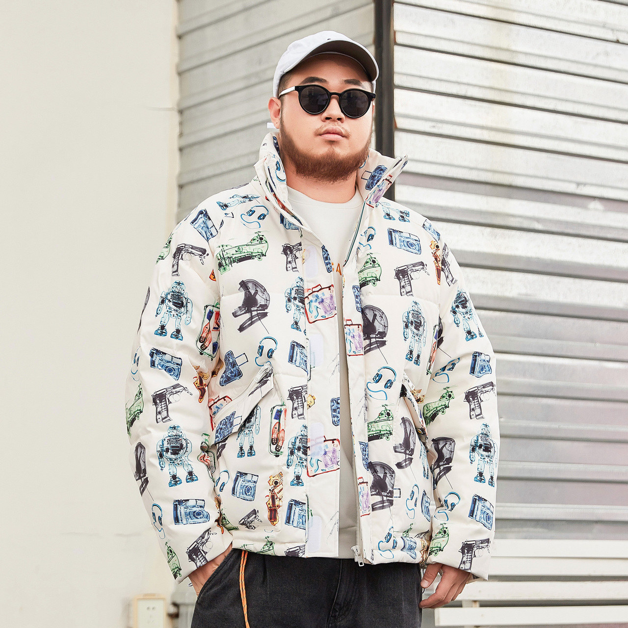 B.X sân lớn của nam giới bông quần áo 2019 mới xu hướng béo hip-hop jacket tăng chất béo đẹp trai quần áo bông lỏng lẻo