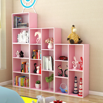 Childrens floor combination simple modern student table bookshelf bookcase lattice cabinet small cabinet free and simple solid wood