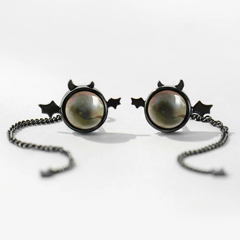 Flower bud demon earrings female sterling silver personality 2021 new trend wild simple small cold wind long earrings