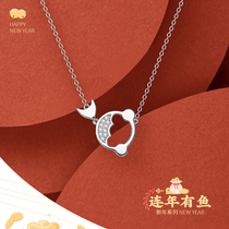 Flower Bud original year after year fish necklace female light luxury niche 2021 new female New year good luck retro choker