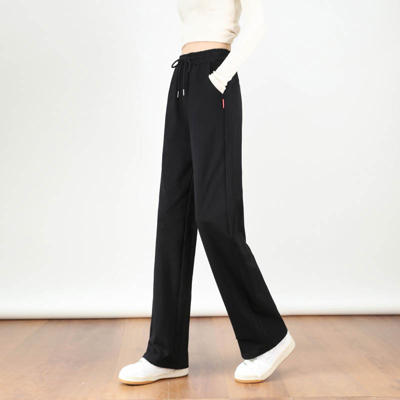 New Style Pure Cotton Sports Pants for Women, Casual Pants for Spring and Autumn, Narrow Wide-Leg Long Pants, Korean Style High-Waisted Slimming Straight-Leg Sweatpants