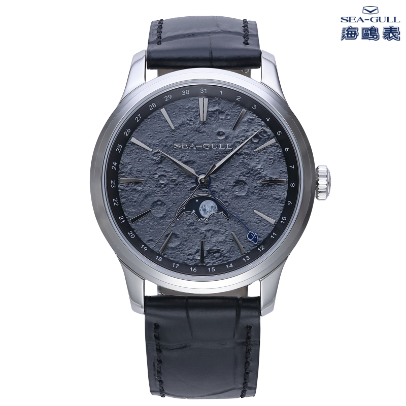 Seagull Watch Lunar Crater Multifunctional Moon Phase Calendar Automatic Mechanical Men's Watch 3020 Moon Phase Gift Box