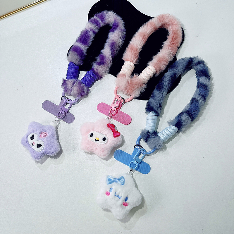 Sanrio Plush Doll Keychain Bag Pendant ins Autumn and Winter Style Mobile Phone Short Strap Cute