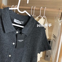 Clearance to pick up the leak ~ counter to withdraw the tail single big brand foreign trade Womens knitted short sleeve thin cardigan Womens Small polo shirt