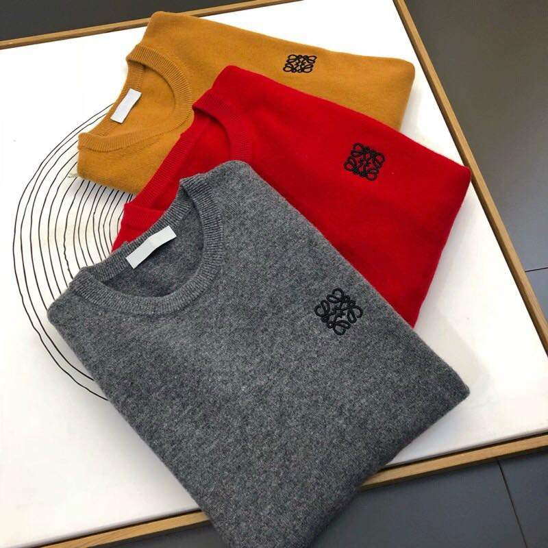 2019 thu đông mới thêu logo kìm cổ tròn bảo hiểm Slim dệt kim cashmere áo len cơ sở cặp đôi cùng một đoạn - Áo len Cashmere