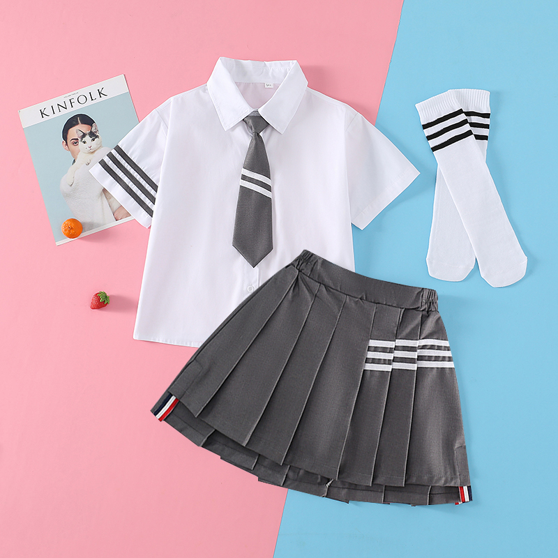 <!--王心凌同款文艺风JK制服百褶裙夏季女童学院风套装时髦休闲两件套-->