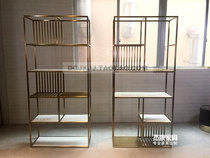 Bookshelves Shelf Shelves Wine Racks Multilayer Plaid decorated shelves Book cabinet Ornament Frame Wire Drawing Brass stainless steel Book shelf