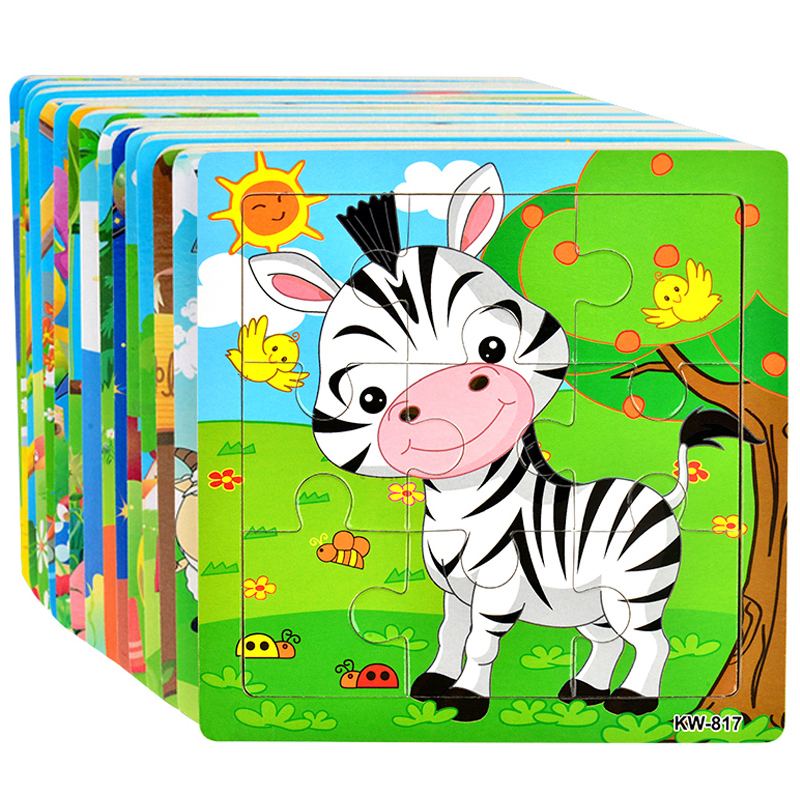 Nine pieces of puzzle children simple puzzle 9 pieces of flat picture primary 3 to 6 years old puzzle boy enlightenment 7 years old iron box