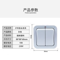 Indoor and outdoor waterproof switch double-open outdoor garden bathroom construction site IP66 single and double control with indicator light surface-mounted rainproof