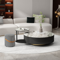 Nordic Light Lavish Rockboard Tea Table Combination Brief Home-Style Small Family Style Living Room Advanced Sense Creative Round Tea Table