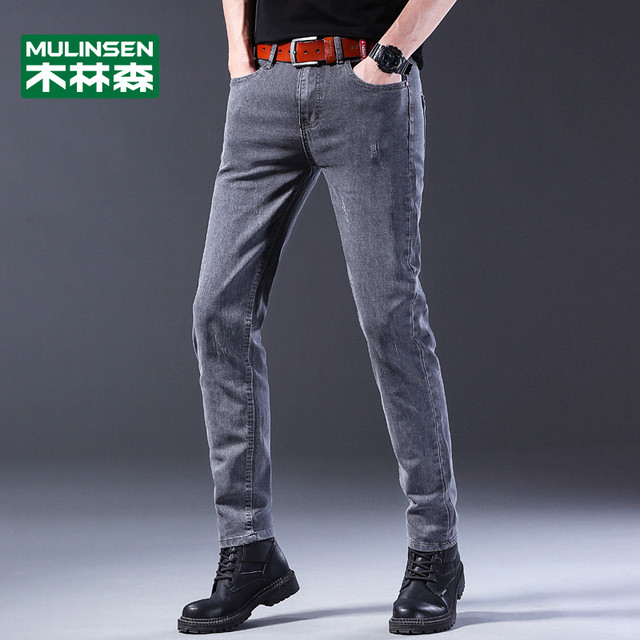 Mulinsen jeans ຜູ້ຊາຍ slim ເຫມາະ 2024 ໃຫມ່ພາກຮຽນ spring ແລະ summer ຍີ່ຫໍ້ trendy flow elastic ກາງເກງອະເນກປະສົງສໍາລັບຕີນຂະຫນາດນ້ອຍ