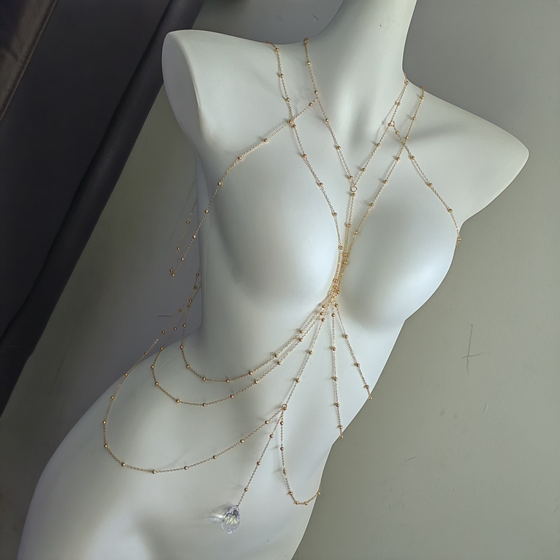 Original Design Tassel Body Chain from Jin Nian Hua, Versatile and Trendy, High-Quality Three-Dimensional Design Chest Chain, Fashionable