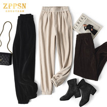 ZPPSN high-waisted pants women 2021 Winter new fashionable casual soft corduroy thick thin ankle-length pants