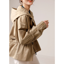 Trench coat women short 2020 Autumn New temperament fashion hooded windshield small man aged waist slim coat