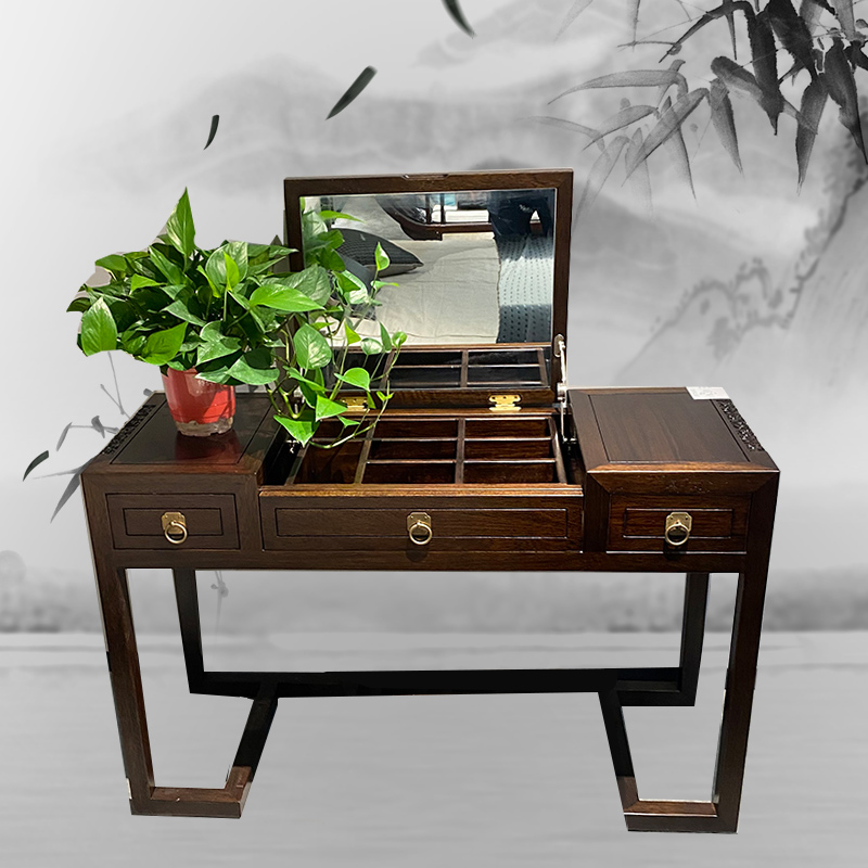 New Chinese style solid wood dressing table art adult minimalist dressing table all solid wood household small apartment furniture old elm
